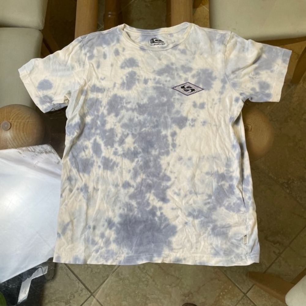 Quiksilver‎ Youth Gray Tie Dye Graphic Tee Shirt Size 12 Regular Fit